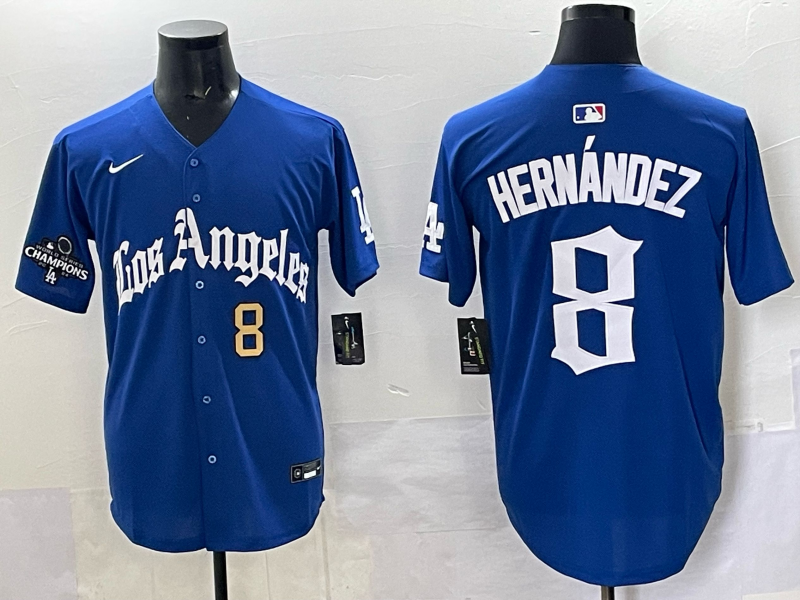 Men Los Angeles Dodgers #8 Hernandez Blue 2025 Nike MLB Jersey style 004